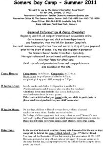 Icon of 2011 Somers Day Camp Policies